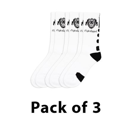 ALPHASQUAD Unisex Solid Cotton Cushion Comfort Crew Socks, White Pack of 3 (Free Size)
