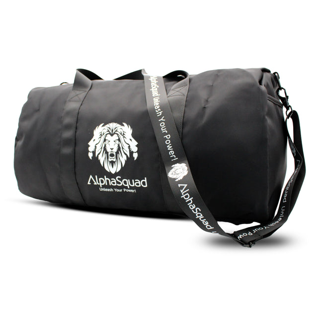 ALPHASQUAD Premium Sports Bag with Shoes Compartment, Gym Bag with Waterproof Pocket for Towels, Travel Duffel Bag for Men and Women, Black