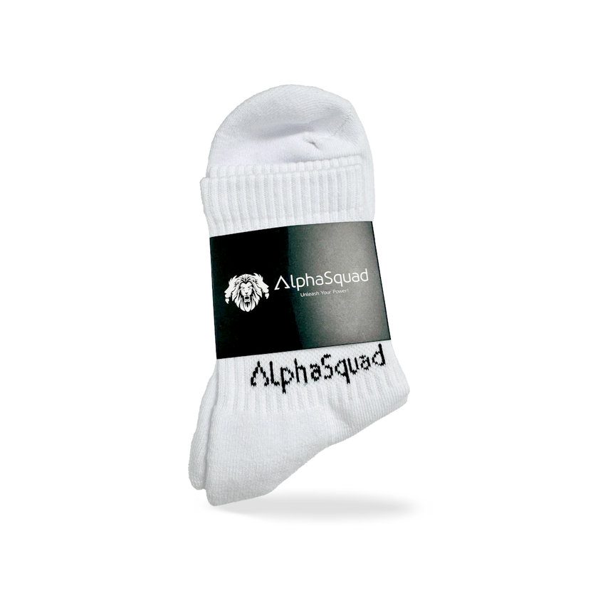 جوارب قطنية مريحة للكاحل من AlphaSquad للجنسين، عبوة من 3 قطع باللون الأبيض (مقاس واحد)