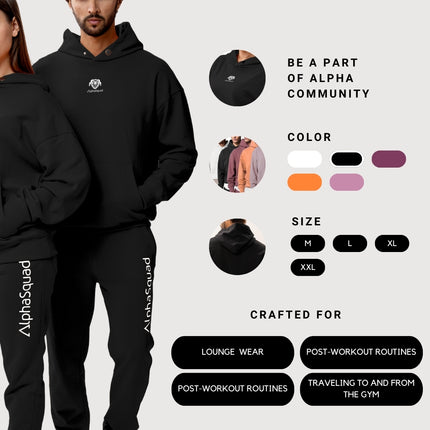 ALPHASQUAD Unisex Casual Tracksuit Hooded Sweatshirt and Sweatpants for Running, Jogging, Gymwear, Sportswear, Athletic Sports Jacket and Pants Set