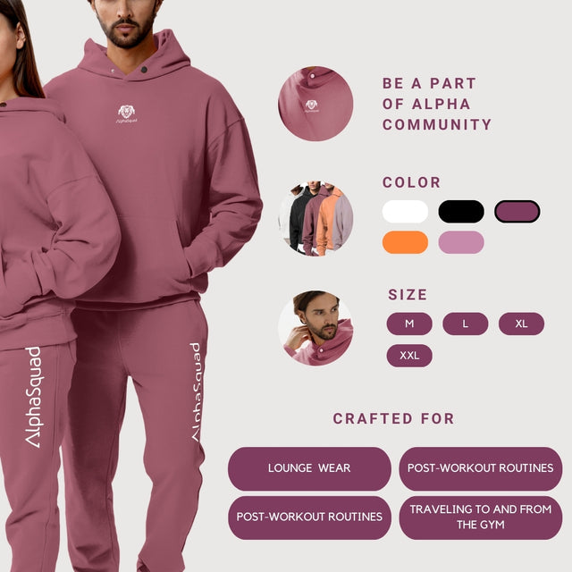 ALPHASQUAD Unisex Casual Tracksuit Hooded Sweatshirt and Sweatpants for Running, Jogging, Gymwear, Sportswear, Athletic Sports Jacket and Pants Set