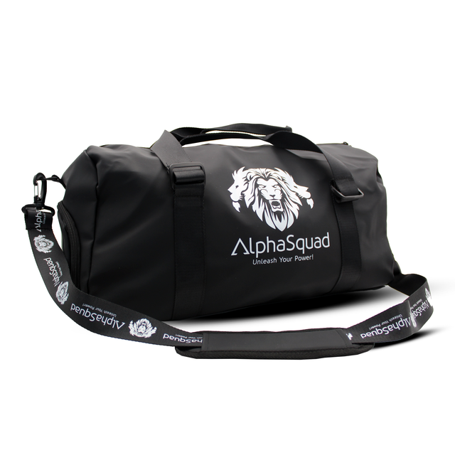 ALPHASQUAD Sports Bag with Shoes Compartment, Gym Bag with Waterproof Pocket for Towels, Travel Duffel Bag for Men and Women, Black