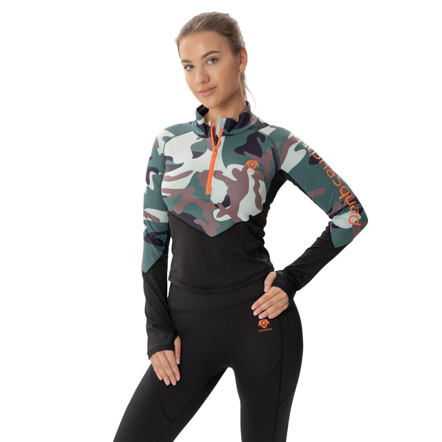 AlphaSquad Long Sleeve Half Zip Top - Green Camo