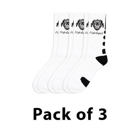 AlphaSquad Unisex Solid Cotton Cushion Comfort Crew Socks, White Pack of 3 (Free Size)