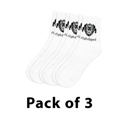 AlphaSquad Unisex Athletic Cotton Cushion Comfort Ankle Socks, White Pack of 3 (Free Size)