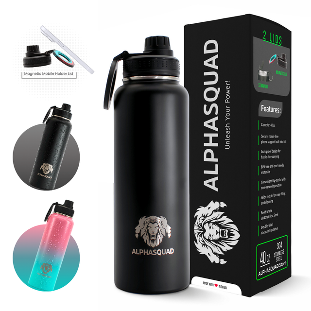 Water Bottle Flask with Magnetic Phone Holder 40oz / 1200ml