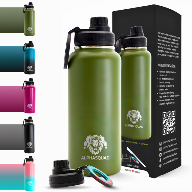 Water Bottle Flask with Magnetic Phone Holder 32oz / 1000ml