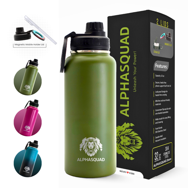 Water Bottle Flask with Magnetic Phone Holder 32oz / 1000ml