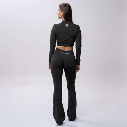 AlphaSquad Yoga Workout Sets for Women, Gym Outfits Seamless Long Sleeve & Boot Cut Pant Set