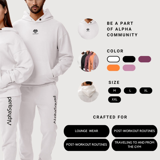 AlphaSquad Unisex Casual Tracksuit Hooded Sweatshirt and Sweatpants for Running, Jogging, Gymwear, Sportswear, Athletic Sports Jacket and Pants Set