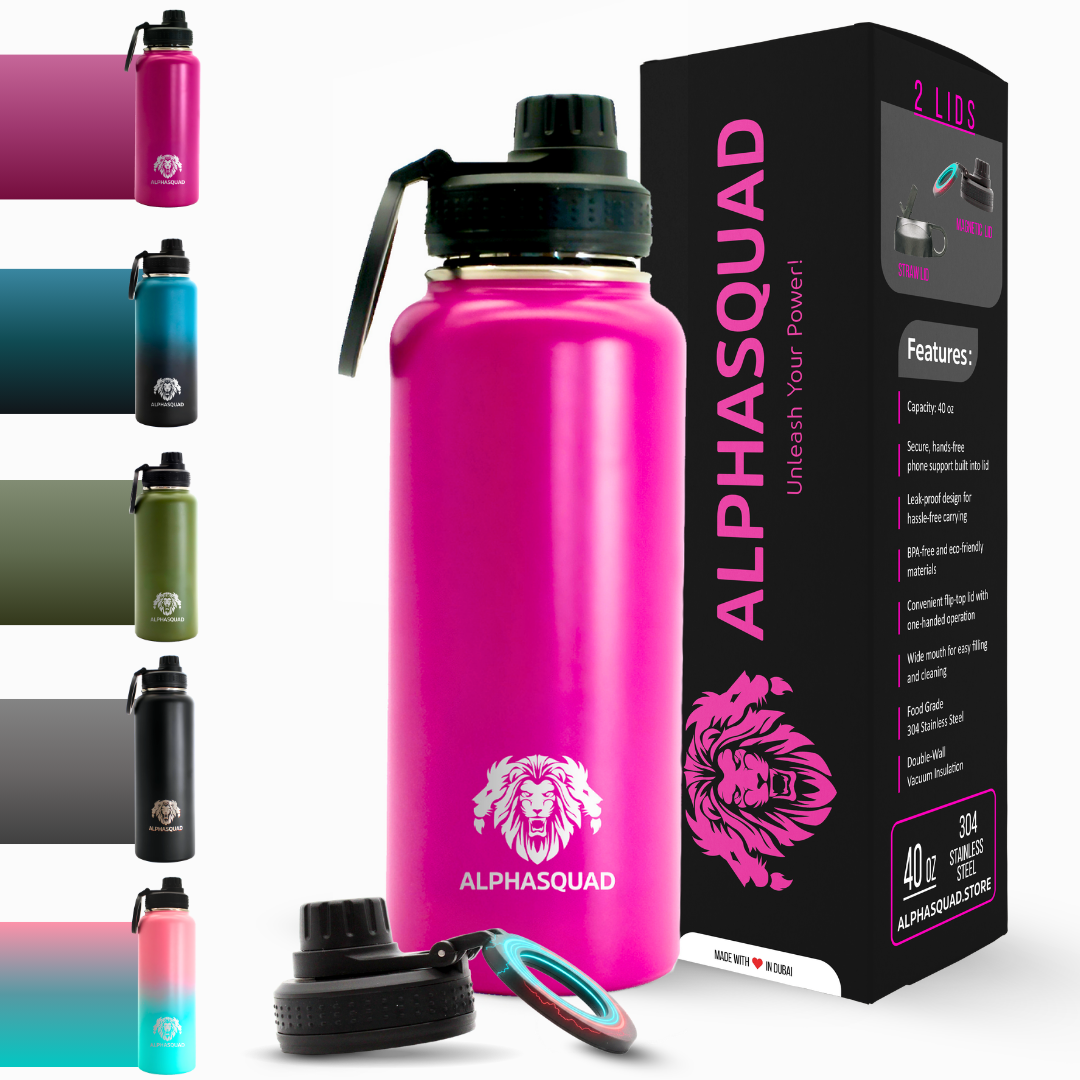 Water Bottle Flask with Magnetic Phone Holder