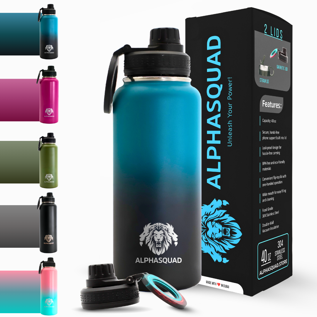 Water Bottle Flask with Magnetic Phone Holder