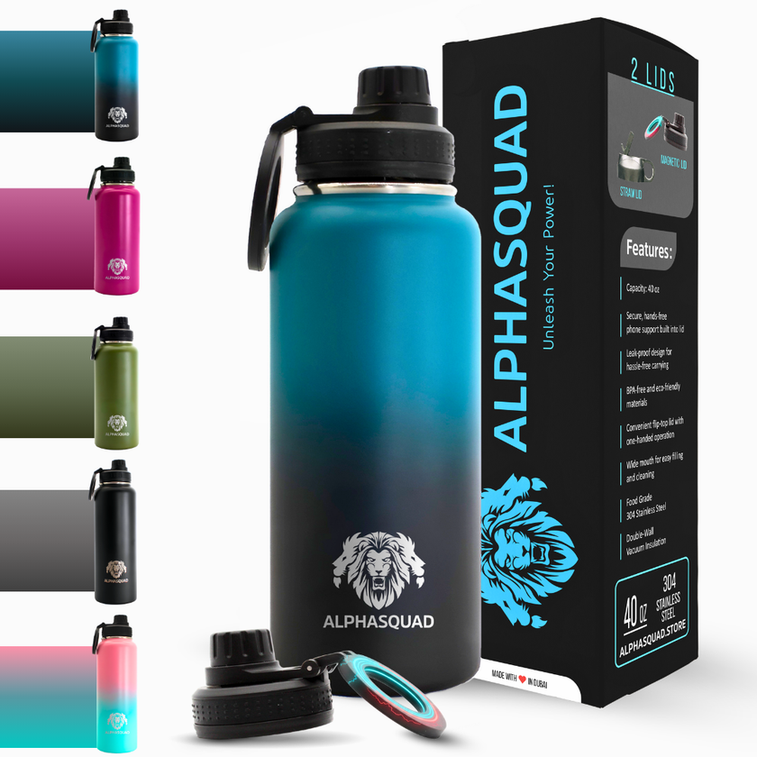 Water Bottle Flask with Magnetic Phone Holder
